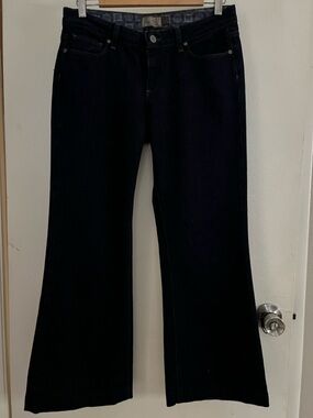 PAIGE Premium Denim Robertson Y2K dark wash flare jeans